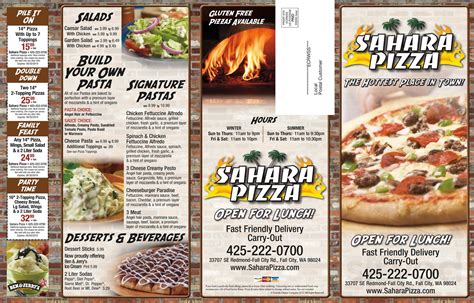 sahara pizza menu